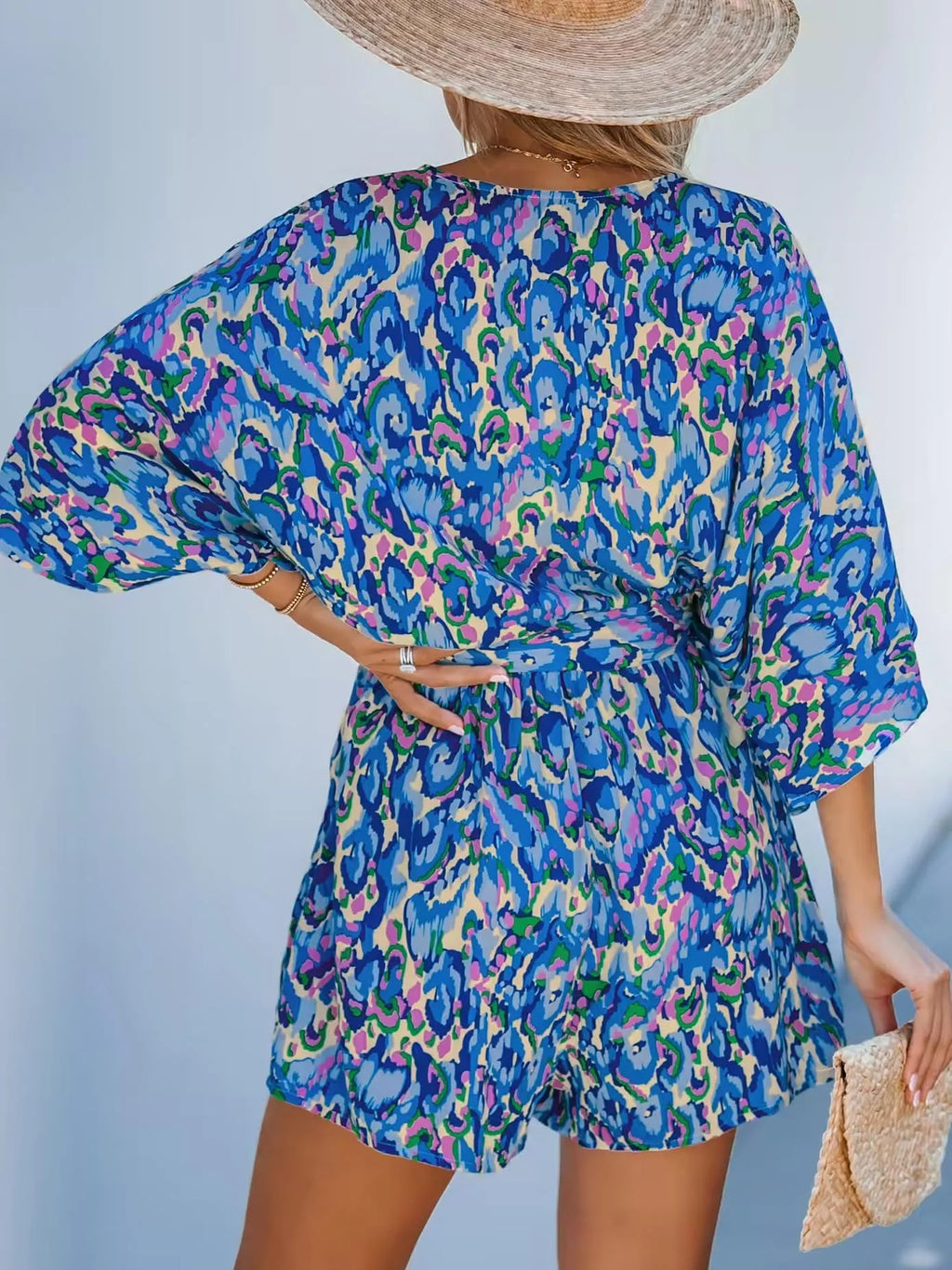 Aya™ - Lace-Up Print Romper