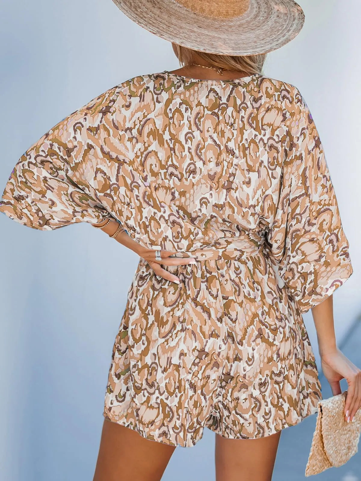 Aya™ - Lace-Up Print Romper