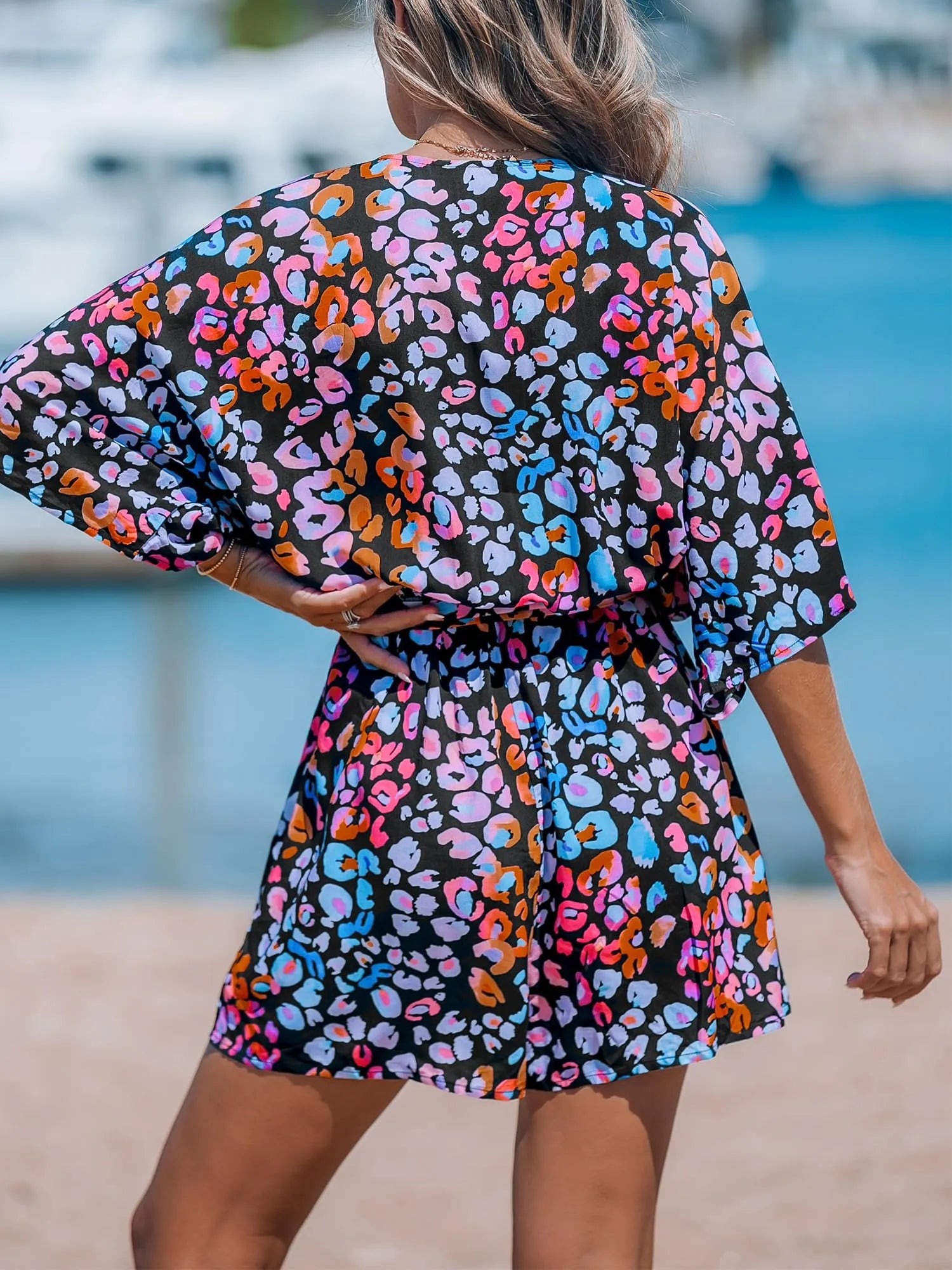Aya™ - Lace-Up Print Romper