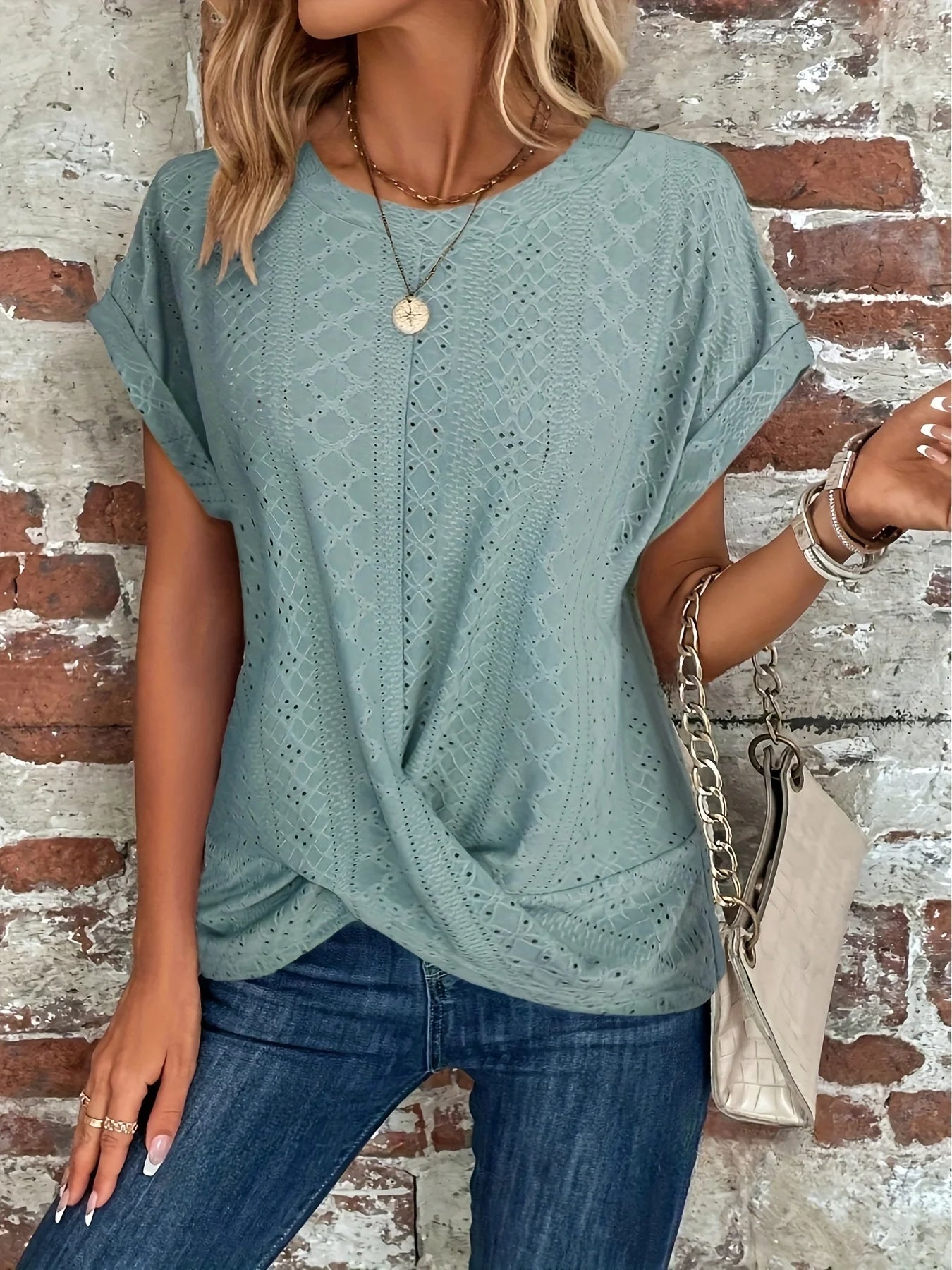Monroe Waffle Knit Twist T-Shirt