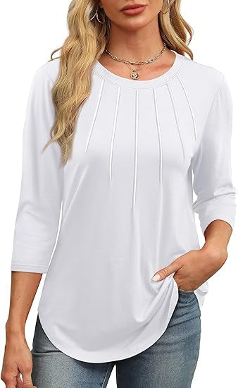 Maya™ -  Pleated Crew-Neck Blouse