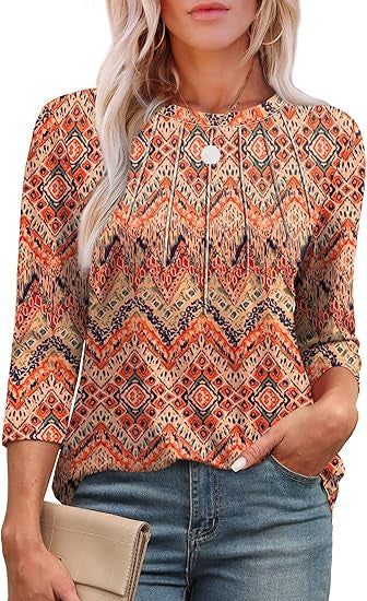 Maya™ -  Pleated Crew-Neck Blouse